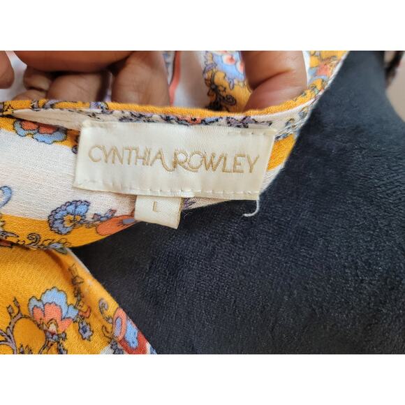 Cynthia Rowley Blouse Women's Large Multicolor Viscose Floral Boho Peasant Top - Picture 9 of 12